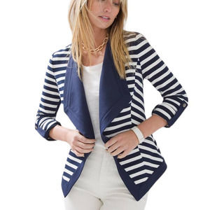 White House Black Market Navy and White Striped Blazer